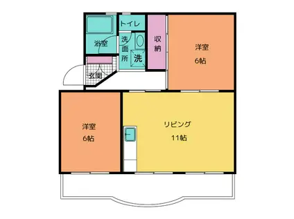 坪内ハイツ(2LDK/4階)の間取り写真