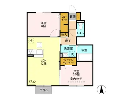 レジデンス高坂 II(2LDK/1階)の間取り写真