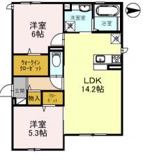 カーサベルシ―(2LDK/2階)の間取り写真