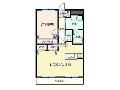 ユーネットIII(1LDK/4階)の間取り写真