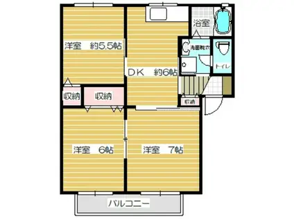 レジェンド・ヤマト大平(3DK/2階)の間取り写真