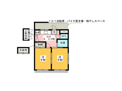 BLUE WOOD(2DK/1階)の間取り写真