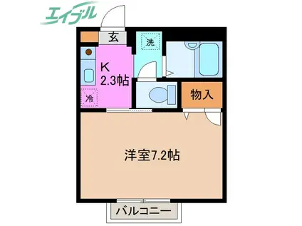 ディア ハイビスカス(1K/1階)の間取り写真