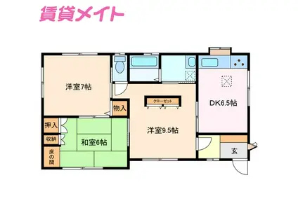 北堀江2丁目(3DK/1階)の間取り写真