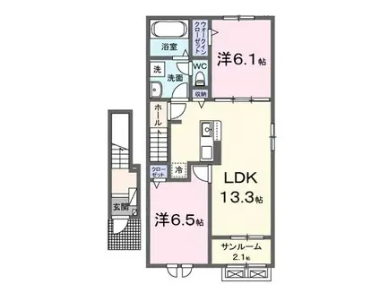 プロローグ新旭(2LDK/2階)の間取り写真