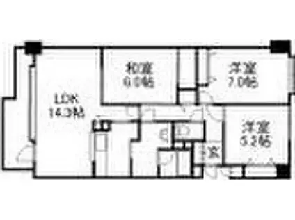 アルス二十四軒(3LDK/6階)の間取り写真