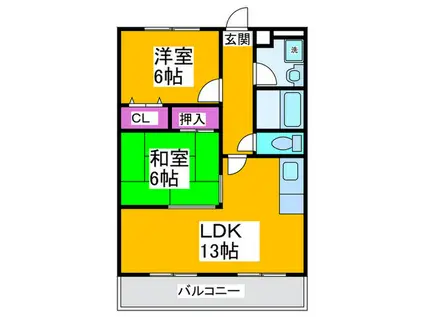 クレセント(2LDK/2階)の間取り写真