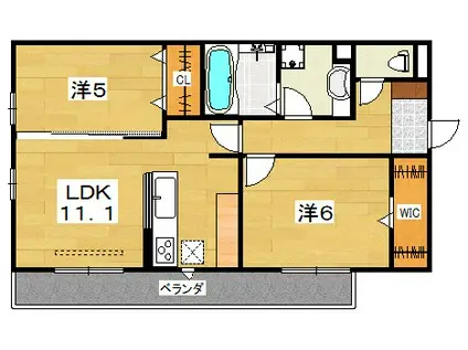 GRAND REFLET A棟(2LDK/1階)の間取り写真