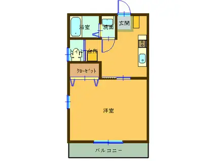 ハイツフレンド力丸V(1K/2階)の間取り写真
