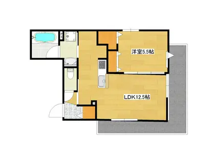 フィールドヴィレッジ横濱桜木町(1LDK/4階)の間取り写真