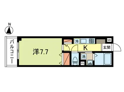 ブルースカイ武蔵野(1K/2階)の間取り写真