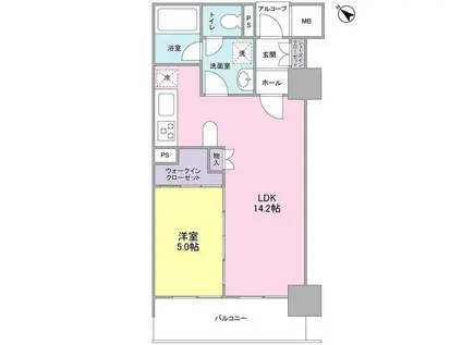 ラサンテ五反田(1LDK/15階)の間取り写真