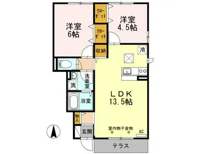 ネバーマインドI・II(2LDK/1階)の間取り写真