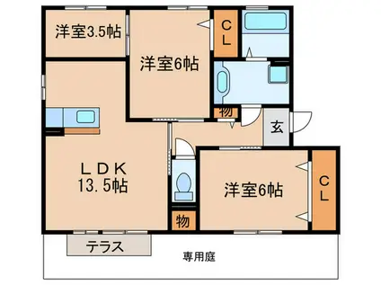 アーク 小野(3LDK/1階)の間取り写真