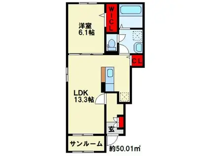 フリーデンハイム(1LDK/1階)の間取り写真