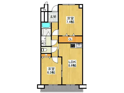 グランドレジデンス西宮(2LDK/5階)の間取り写真
