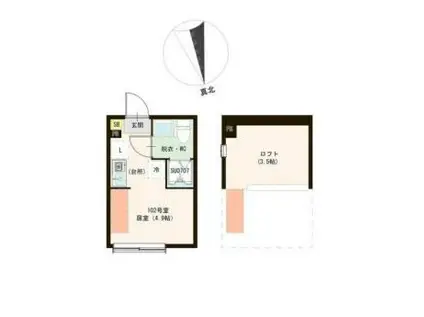 ハーモニーテラス前野町IV(ワンルーム/1階)の間取り写真