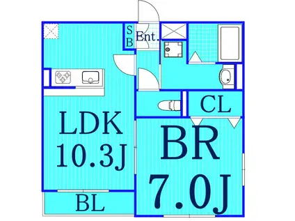 モーションブルー・K(1LDK/2階)の間取り写真