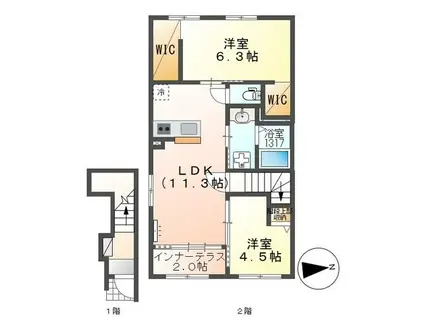 COLZA(2LDK/2階)の間取り写真