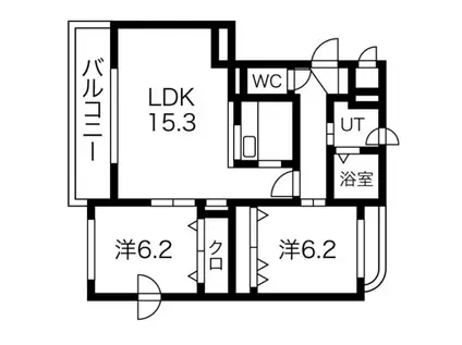 アコール栄町I(2LDK/3階)の間取り写真