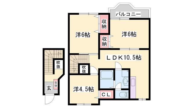 ルーラルタウンA(3LDK/2階)の間取り写真