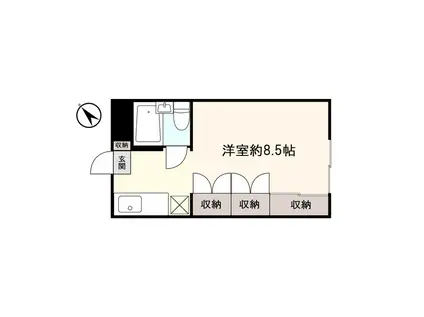 ラ・ヴェール原(ワンルーム/2階)の間取り写真