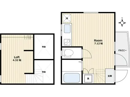 I-AREA太子堂II(ワンルーム/2階)の間取り写真