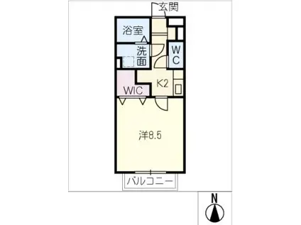 レイクサイド・ヒル(1K/2階)の間取り写真