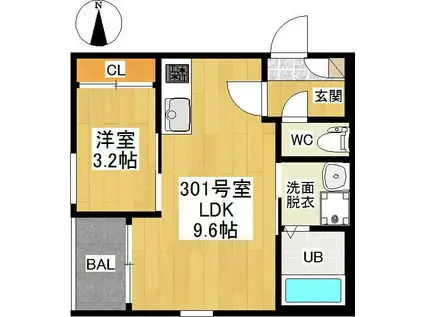 レガリスト 平安通(1LDK/3階)の間取り写真