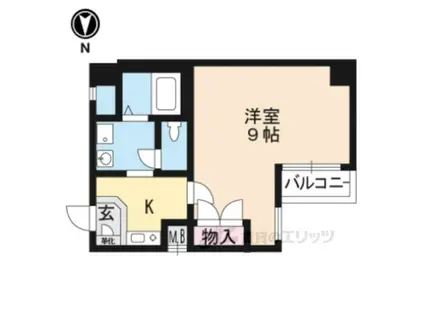 CASA聖護院(1K/4階)の間取り写真
