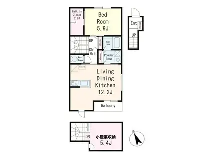 市川市鬼高2丁目PJ(1LDK/2階)の間取り写真