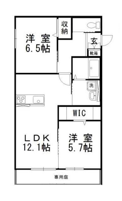 ルーチェIII(2LDK/1階)の間取り写真