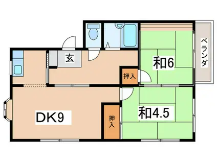 サニイプレイス(2DK/2階)の間取り写真