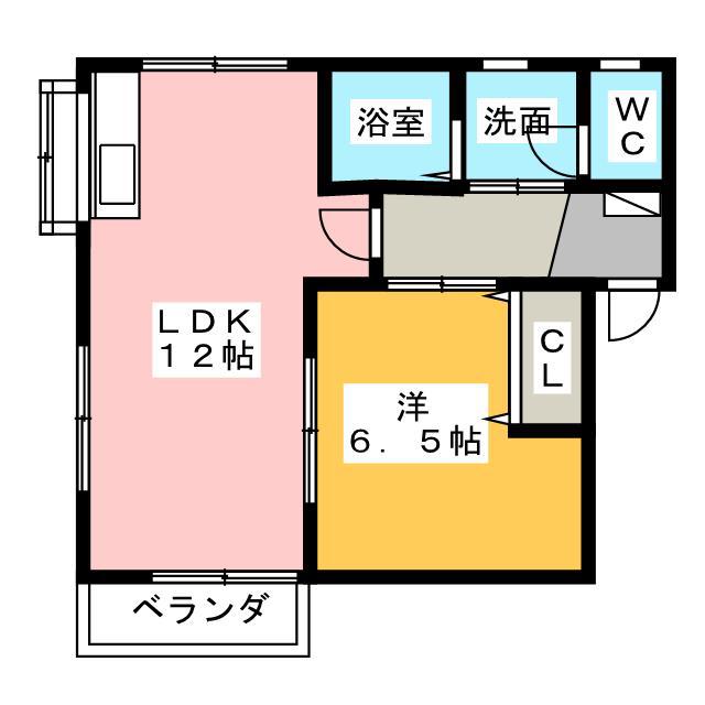 ハイツ翔(1LDK/2階)の間取り写真