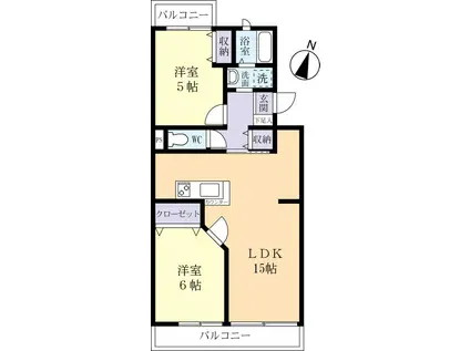 フェリスファミリア(2LDK/1階)の間取り写真