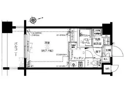 ZOOM川崎(1K/4階)の間取り写真