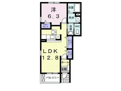 カーサフィオーレTHREE(1LDK/1階)の間取り写真