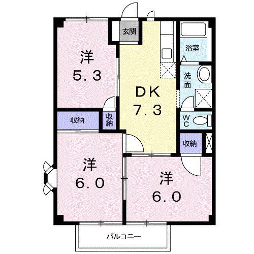 アメニティハイツ(3DK/2階)の間取り写真