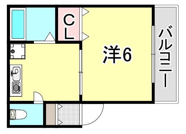 セントマルク若松(1K/2階)の間取り写真