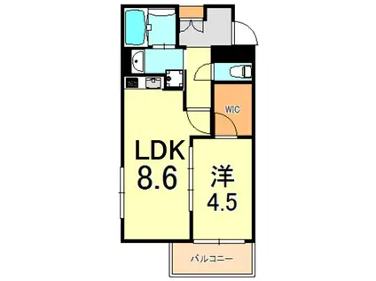 モレス・ヴィラ本山中町(1LDK/4階)の間取り写真