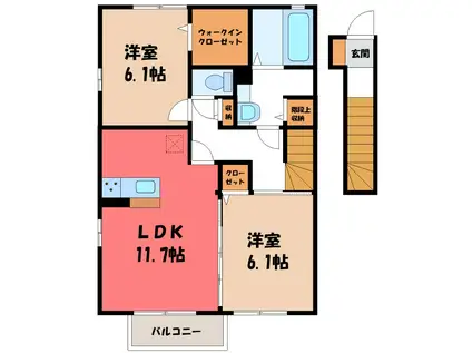 オーロ・リベルタ(2LDK/2階)の間取り写真