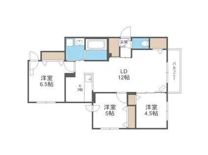 ロイスガーデン札幌駅東(3LDK/2階)の間取り写真