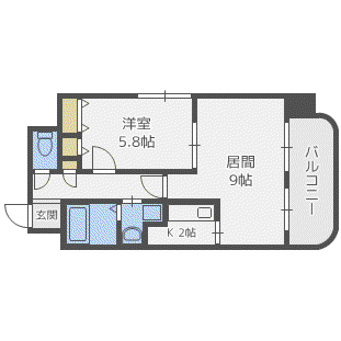 ティアラFCサイド(1LDK/5階)の間取り写真