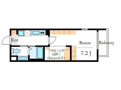 ハピネス(1K/3階)の間取り写真