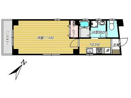 Kマンション(ワンルーム/8階)の間取り写真