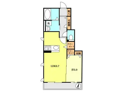 パークヒルズ石神井公園(1LDK/1階)の間取り写真