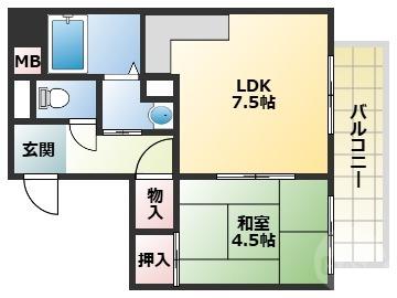 カサグランデ服部(1LDK/3階)の間取り写真
