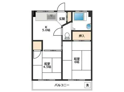 第一志伊ビル(2K/5階)の間取り写真