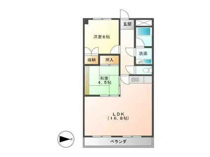 ドゥーナーレ津(2LDK/6階)の間取り写真