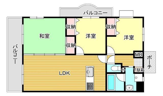 エミネント西新(3LDK/4階)の間取り写真
